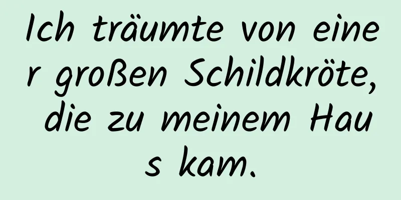 Ich träumte von einer großen Schildkröte, die zu meinem Haus kam.