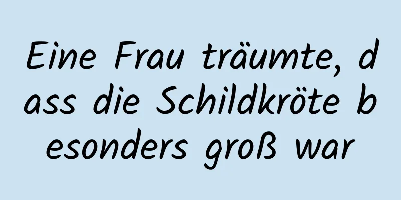 Eine Frau träumte, dass die Schildkröte besonders groß war