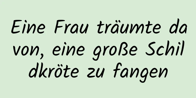 Eine Frau träumte davon, eine große Schildkröte zu fangen