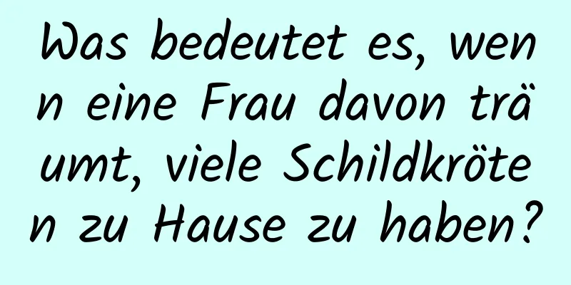 Was bedeutet es, wenn eine Frau davon träumt, viele Schildkröten zu Hause zu haben?