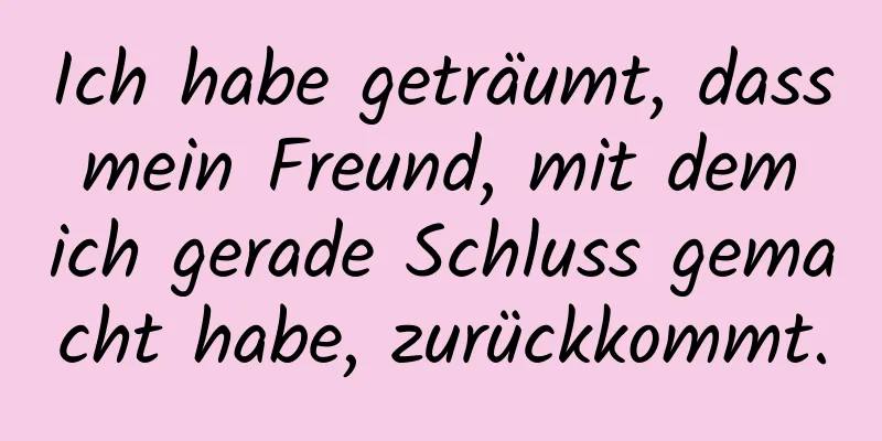 Ich habe geträumt, dass mein Freund, mit dem ich gerade Schluss gemacht habe, zurückkommt.