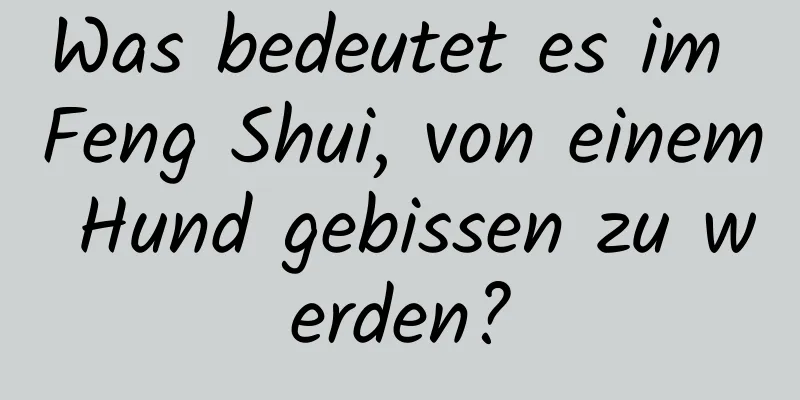 Was bedeutet es im Feng Shui, von einem Hund gebissen zu werden?