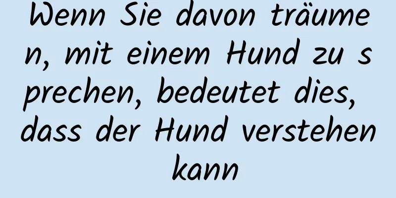 Wenn Sie davon träumen, mit einem Hund zu sprechen, bedeutet dies, dass der Hund verstehen kann