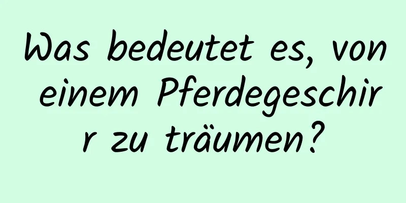 Was bedeutet es, von einem Pferdegeschirr zu träumen?