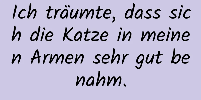 Ich träumte, dass sich die Katze in meinen Armen sehr gut benahm.