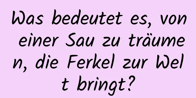 Was bedeutet es, von einer Sau zu träumen, die Ferkel zur Welt bringt?