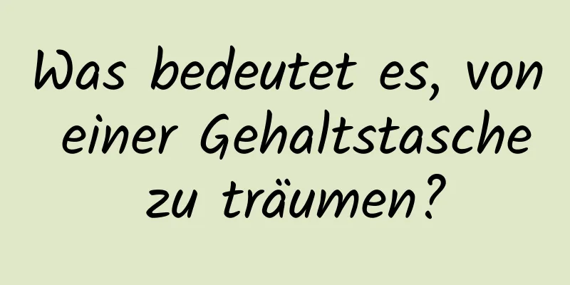 Was bedeutet es, von einer Gehaltstasche zu träumen?