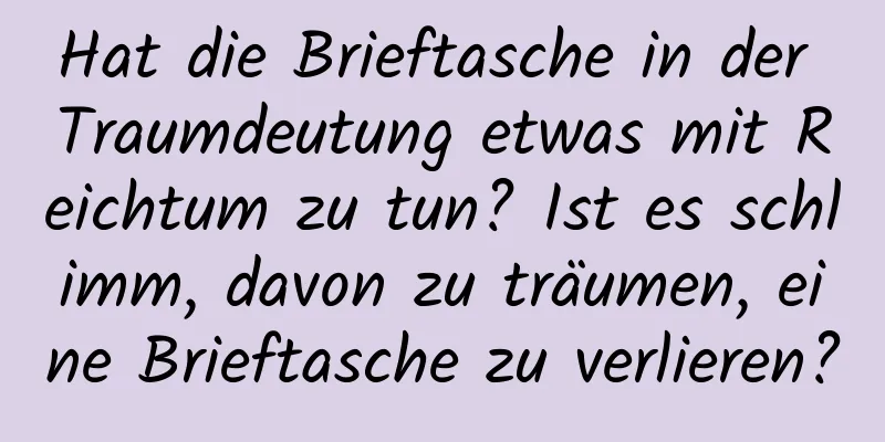 Hat die Brieftasche in der Traumdeutung etwas mit Reichtum zu tun? Ist es schlimm, davon zu träumen, eine Brieftasche zu verlieren?