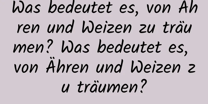 Was bedeutet es, von Ähren und Weizen zu träumen? Was bedeutet es, von Ähren und Weizen zu träumen?