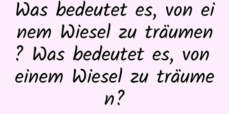 Was bedeutet es, von einem Wiesel zu träumen? Was bedeutet es, von einem Wiesel zu träumen?