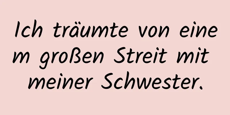 Ich träumte von einem großen Streit mit meiner Schwester.