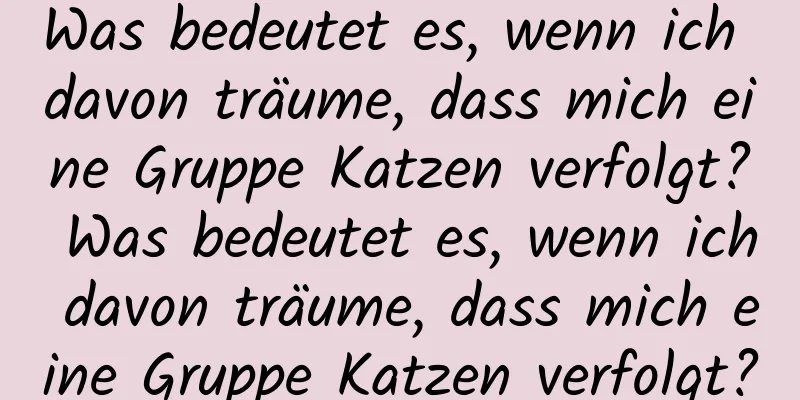 Was bedeutet es, wenn ich davon träume, dass mich eine Gruppe Katzen verfolgt? Was bedeutet es, wenn ich davon träume, dass mich eine Gruppe Katzen verfolgt?