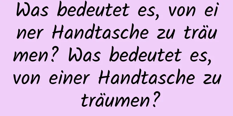 Was bedeutet es, von einer Handtasche zu träumen? Was bedeutet es, von einer Handtasche zu träumen?