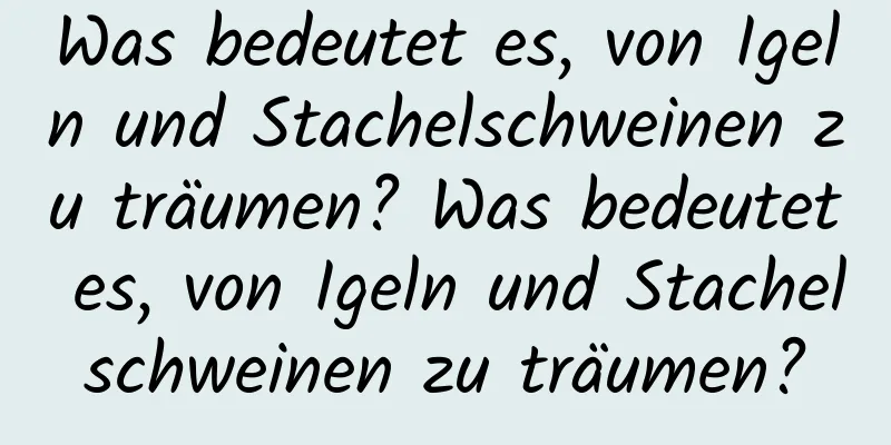 Was bedeutet es, von Igeln und Stachelschweinen zu träumen? Was bedeutet es, von Igeln und Stachelschweinen zu träumen?