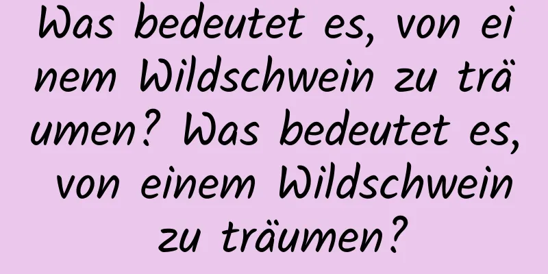 Was bedeutet es, von einem Wildschwein zu träumen? Was bedeutet es, von einem Wildschwein zu träumen?