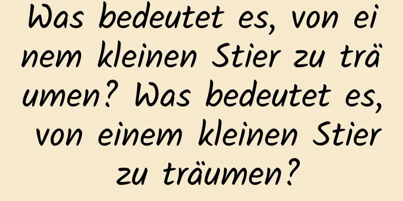 Was bedeutet es, von einem kleinen Stier zu träumen? Was bedeutet es, von einem kleinen Stier zu träumen?