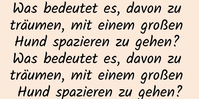 Was bedeutet es, davon zu träumen, mit einem großen Hund spazieren zu gehen? Was bedeutet es, davon zu träumen, mit einem großen Hund spazieren zu gehen?