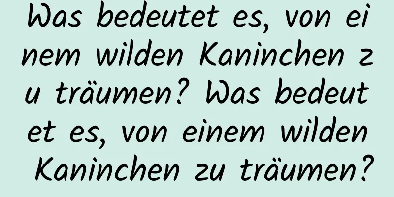 Was bedeutet es, von einem wilden Kaninchen zu träumen? Was bedeutet es, von einem wilden Kaninchen zu träumen?