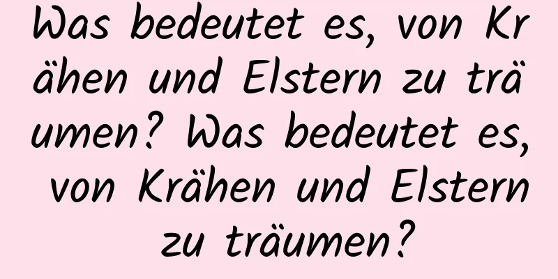 Was bedeutet es, von Krähen und Elstern zu träumen? Was bedeutet es, von Krähen und Elstern zu träumen?