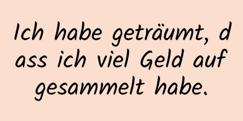 Ich habe geträumt, dass ich viel Geld aufgesammelt habe.