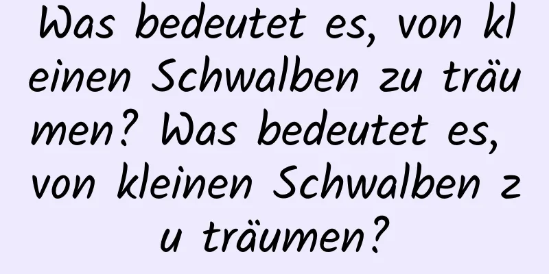 Was bedeutet es, von kleinen Schwalben zu träumen? Was bedeutet es, von kleinen Schwalben zu träumen?