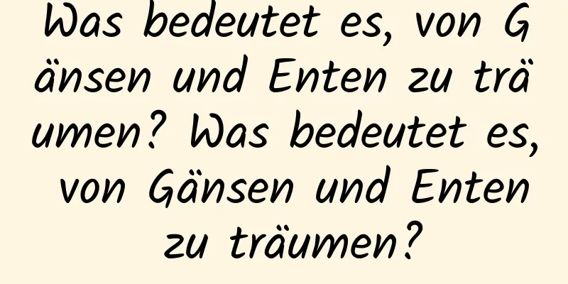 Was bedeutet es, von Gänsen und Enten zu träumen? Was bedeutet es, von Gänsen und Enten zu träumen?