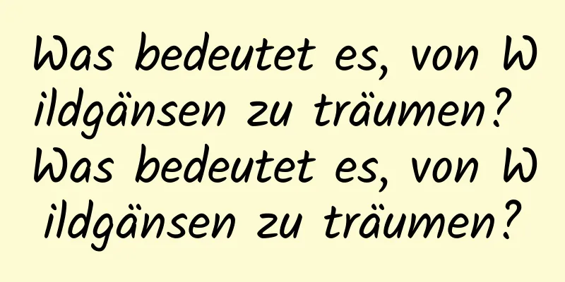 Was bedeutet es, von Wildgänsen zu träumen? Was bedeutet es, von Wildgänsen zu träumen?