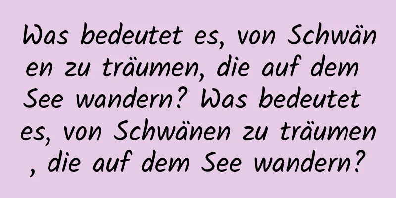 Was bedeutet es, von Schwänen zu träumen, die auf dem See wandern? Was bedeutet es, von Schwänen zu träumen, die auf dem See wandern?