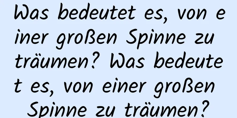 Was bedeutet es, von einer großen Spinne zu träumen? Was bedeutet es, von einer großen Spinne zu träumen?