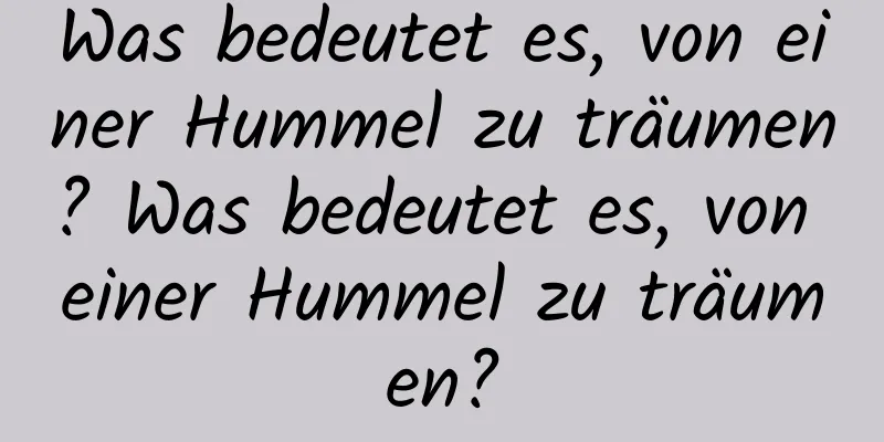 Was bedeutet es, von einer Hummel zu träumen? Was bedeutet es, von einer Hummel zu träumen?