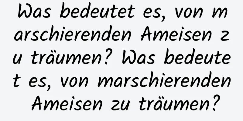 Was bedeutet es, von marschierenden Ameisen zu träumen? Was bedeutet es, von marschierenden Ameisen zu träumen?