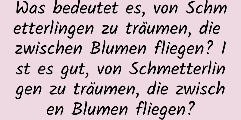 Was bedeutet es, von Schmetterlingen zu träumen, die zwischen Blumen fliegen? Ist es gut, von Schmetterlingen zu träumen, die zwischen Blumen fliegen?