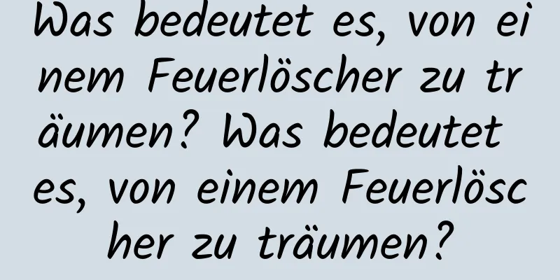 Was bedeutet es, von einem Feuerlöscher zu träumen? Was bedeutet es, von einem Feuerlöscher zu träumen?