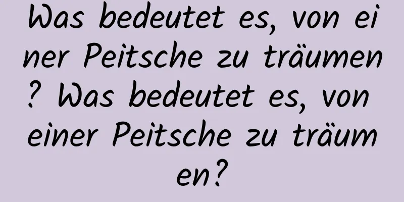 Was bedeutet es, von einer Peitsche zu träumen? Was bedeutet es, von einer Peitsche zu träumen?