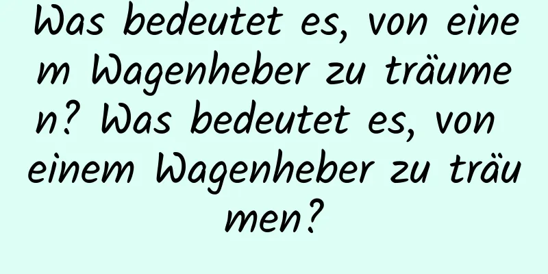 Was bedeutet es, von einem Wagenheber zu träumen? Was bedeutet es, von einem Wagenheber zu träumen?