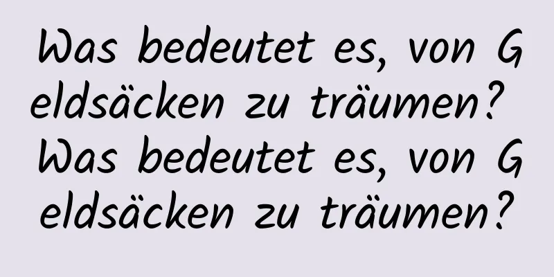 Was bedeutet es, von Geldsäcken zu träumen? Was bedeutet es, von Geldsäcken zu träumen?