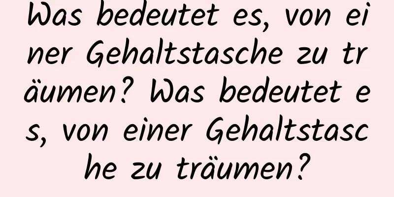 Was bedeutet es, von einer Gehaltstasche zu träumen? Was bedeutet es, von einer Gehaltstasche zu träumen?