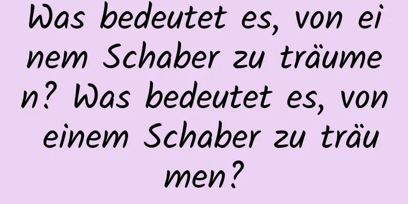 Was bedeutet es, von einem Schaber zu träumen? Was bedeutet es, von einem Schaber zu träumen?