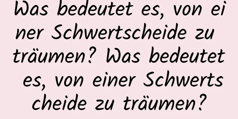 Was bedeutet es, von einer Schwertscheide zu träumen? Was bedeutet es, von einer Schwertscheide zu träumen?