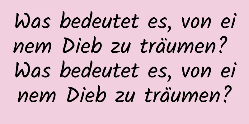 Was bedeutet es, von einem Dieb zu träumen? Was bedeutet es, von einem Dieb zu träumen?