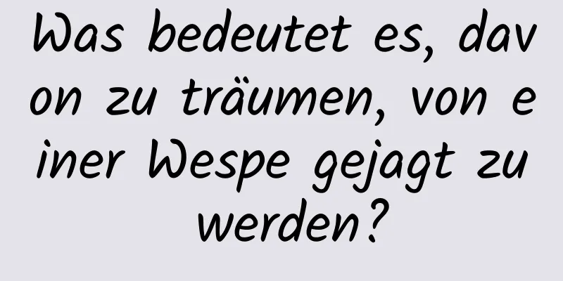 Was bedeutet es, davon zu träumen, von einer Wespe gejagt zu werden?