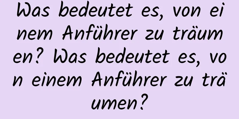 Was bedeutet es, von einem Anführer zu träumen? Was bedeutet es, von einem Anführer zu träumen?