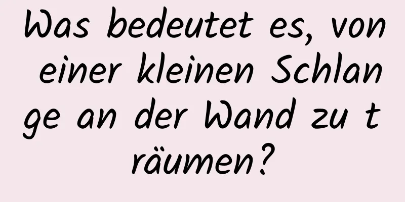 Was bedeutet es, von einer kleinen Schlange an der Wand zu träumen?