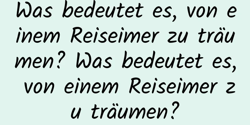 Was bedeutet es, von einem Reiseimer zu träumen? Was bedeutet es, von einem Reiseimer zu träumen?