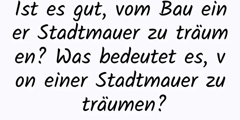 Ist es gut, vom Bau einer Stadtmauer zu träumen? Was bedeutet es, von einer Stadtmauer zu träumen?