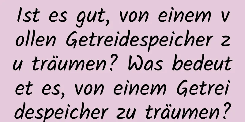 Ist es gut, von einem vollen Getreidespeicher zu träumen? Was bedeutet es, von einem Getreidespeicher zu träumen?