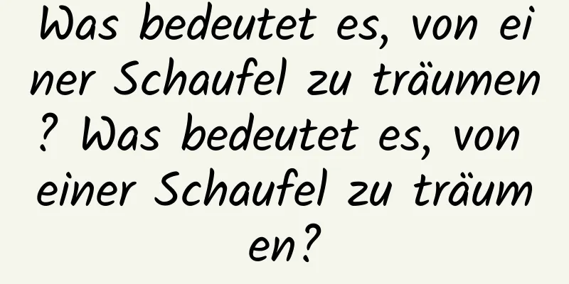 Was bedeutet es, von einer Schaufel zu träumen? Was bedeutet es, von einer Schaufel zu träumen?