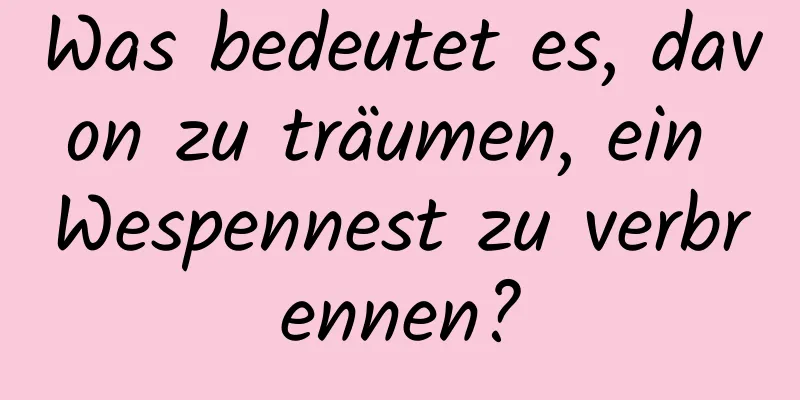 Was bedeutet es, davon zu träumen, ein Wespennest zu verbrennen?