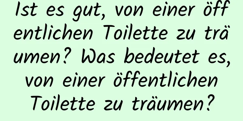 Ist es gut, von einer öffentlichen Toilette zu träumen? Was bedeutet es, von einer öffentlichen Toilette zu träumen?