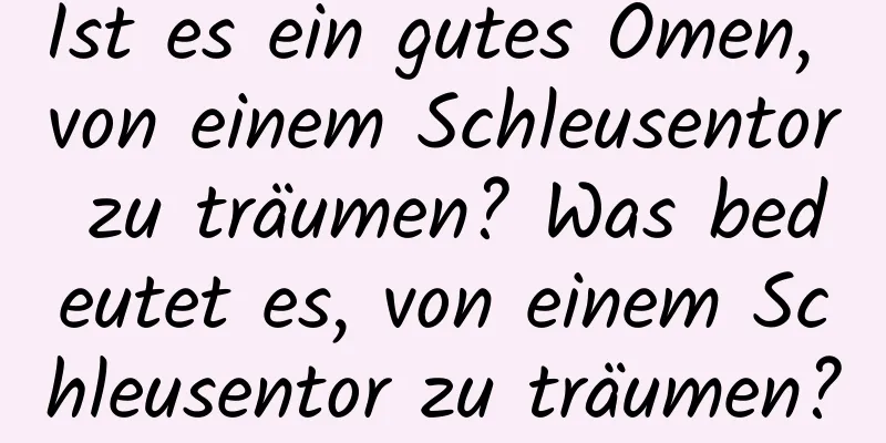 Ist es ein gutes Omen, von einem Schleusentor zu träumen? Was bedeutet es, von einem Schleusentor zu träumen?